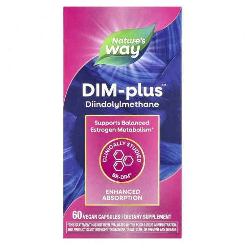 Nature's Way, DIM-Plus, Метаболизм эстрогенов, 60 вегетарианских капсул