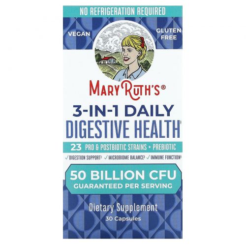 MaryRuth's, средство 3 в 1 для ежедневного здоровья пищеварительной системы, 50 млрд КОЕ, 30 капсул