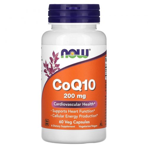 Now Foods, Коэнзим Q10, 200 мг, 60 V капсул
