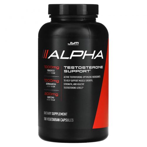 JYM Supplement Science, Alpha, поддержка тестостерона, 180 вегетарианских капсул