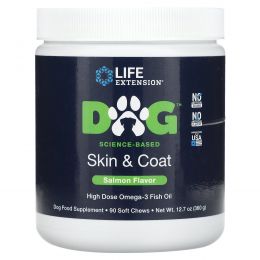 Life Extension, , для собак, для кожи и шерсти, лосось, 90 жевательных таблеток, 360 г (12,7 унции)