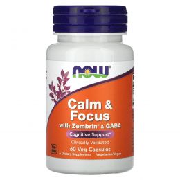 NOW Foods, Calm & Focus, с зембрином и ГАМК, 60 растительных капсул