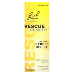 Bach, Rescue Remedy, оригинальные цветочные средства, натуральное средство для снятия стресса, 10 мл (0,35 жидк. унции)