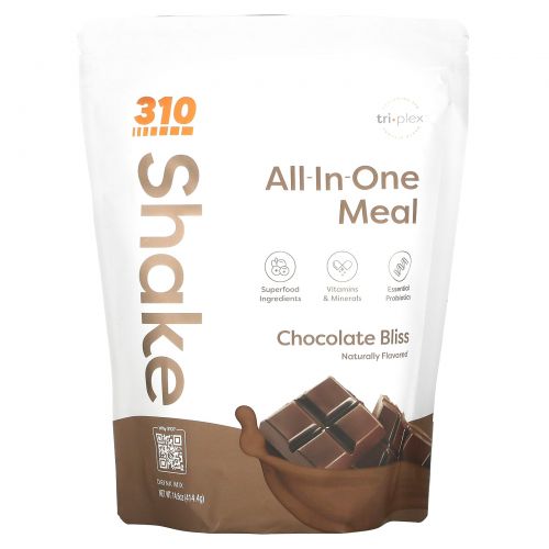 310 Nutrition, Универсальный коктейль для приема пищи, шоколадное счастье, 414,4 г (14,6 унции)