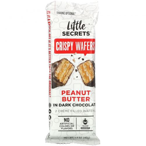 Little Secrets, Dark Chocolate Crispy Wafers, Peanut Butter, 1.4 oz (40 g)