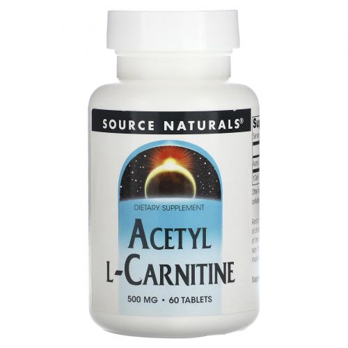 Source Naturals, Ацетил-L-карнитин, 500 мг, 60 таблеток