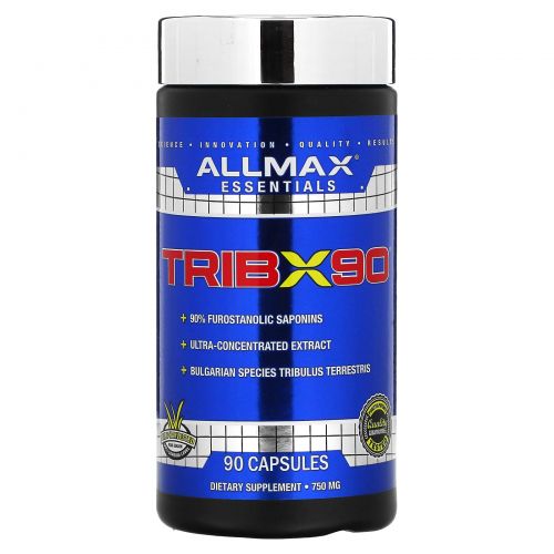 ALLMAX, TribX90, ультраконцентрат, якорцы, 90% сапонинов фурастанолового типа, 750 мг, 90 капсул