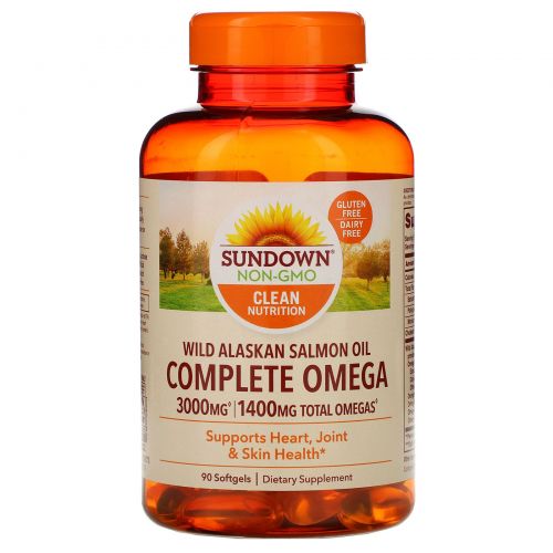 Sundown Naturals, Полная Омега, 1400 мг, 90 мягких желатиновых капсул