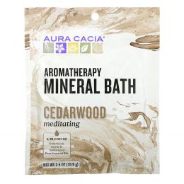 Aura Cacia, Ароматерапевтическое средство для ванны с минералами, медитативный кедр, 2,5 унций (70,9 г)