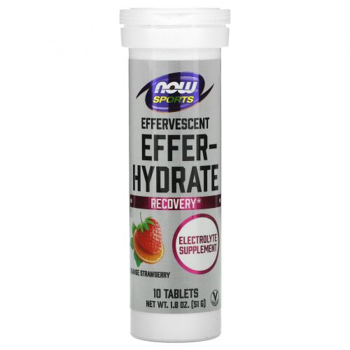 Now Foods, Sports, Effer-Hydrate, Orange Strawberry, 10 Tablets, 1.8 oz (51 g)