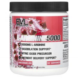 EVLution Nutrition, L-аргинин 5000, арбуз, 270 г (9,52 унции)