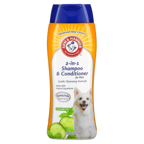 Arm & Hammer, Шампунь и кондиционер 2-в-1 для домашних животных, с огурцом и мятой, 591 мл (20 жидк. Унций)