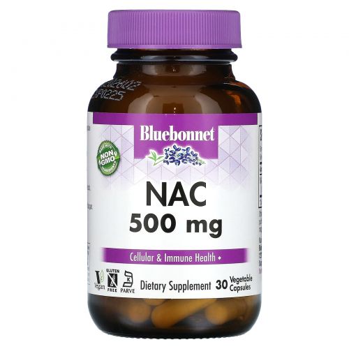 Bluebonnet Nutrition, NAC, 500 мг, 30 растительных капсул