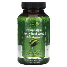 Irwin Naturals, Power-Male Horny Goat Weed, с бустером оксида азота, 60 желатиновых капсул