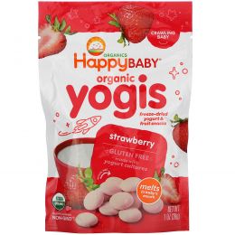 Nurture Inc. (Happy Baby), happyyogis, Йогуртово-фруктовые снэки со вкусом клубники, 1 унция (28 г)