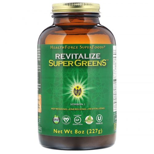 HealthForce Superfoods, Цельнопищевая добавка Revitalize Super Greens, 227 г