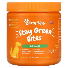 Zesty Paws, Stay Green Bites For Dogs, Digestion, All Ages, Beef Flavor, 90 Soft Chews