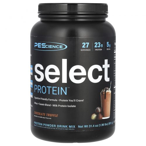 PEScience, Select Protein, протеиновая порошковая смесь для приготовления напитков, шоколадный трюфель, 891 г (1,96 фунта)