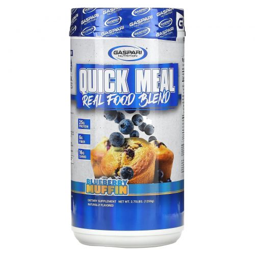 Gaspari Nutrition, Quick Meal, смесь натуральных продуктов, кексы с голубикой, 1250 г (2,75 фунта)