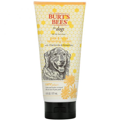 Burt's Bees, Care Plus +, лосьон для снятия лапы и носа для собак с ромашкой и розмарином, 177 мл (6 жидк. Унций)