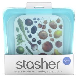 Stasher, Reusable Silicone Food Bag, Sandwich Size Medium, Aqua, 15 fl oz (450 ml)