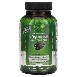 Irwin Naturals, Active-Male, L-аргинин Max3 + Horny Goat Weed, 75 желатиновых капсул