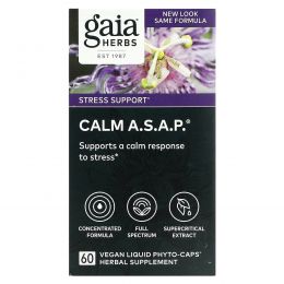 Gaia Herbs, Calm A.S.A.P., 60 Vegan Liquid Phyto-Caps