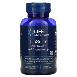 Life Extension, CinSulin с  InSea2 и Crominex 3+, 90 вегетарианских капсул