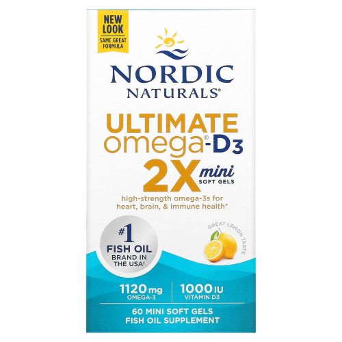 Nordic Naturals, Ультра Омега 2X, 60 миниатюрных мягких желатиновых конфет