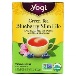 Yogi Tea, Зеленый чай с черникой Slim Life, 16 чайных пакетиков, 1.12 унций (32 г)