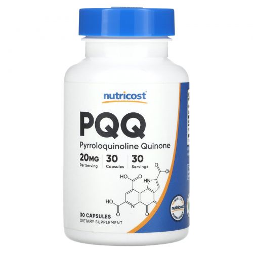 Nutricost, пирролохинолинхинон, 20 мг, 30 капсул