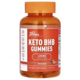 Real Ketones, Keto BHB, жевательные таблетки, со вкусом апельсина, 400 мг, 60 жевательных таблеток (200 мг в 1 жевательной таблетке)