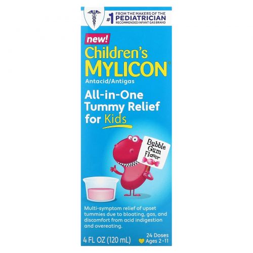 Mylicon, Children's Mylicon, универсальное средство для облегчения живота для детей, возраст 2–11 лет, жевательная резинка, 120 мл (4 жидк. Унции)