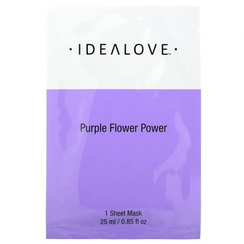 Idealove, Purple Flower Power, 1 тканевая маска, 25 мл (0,85 жидк. Унции)