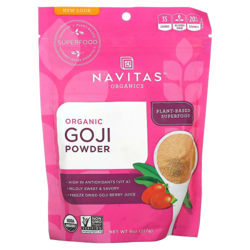 Navitas Organics, Organic, Goji Powder, Сублимированный порошок ягод годжи, 227 г