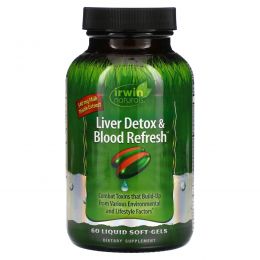 Irwin Naturals, Добавка для очистки печени и крови Liver Detox & Blood Refresh, 60 желатиновых капсул