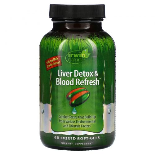 Irwin Naturals, Добавка для очистки печени и крови Liver Detox & Blood Refresh, 60 желатиновых капсул