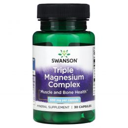 Swanson, Тройной комплекс магния, 400 мг, 30 капсул