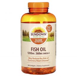 Sundown Naturals, Экстра сильный рыбий жир 1200 мг, 300 гелевых капсул