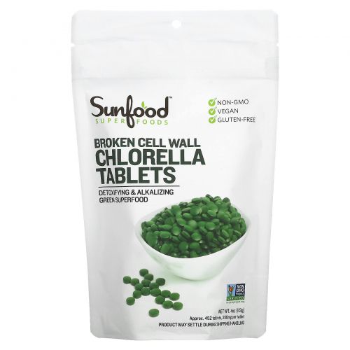 Sunfood, Broken Cell Wall Chlorella Tablets, 456 Tablets