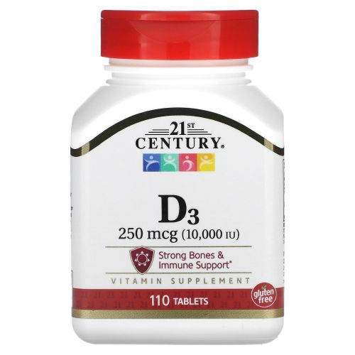 21st Century, D3, 10,000 IU, 110 Tablets