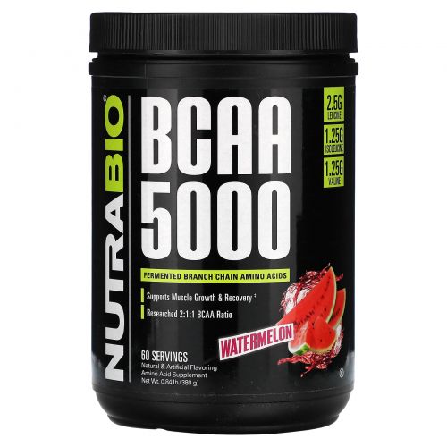 Nutrabio Labs, BCAA 5000, арбуз, 380 г (0,84 фунта)