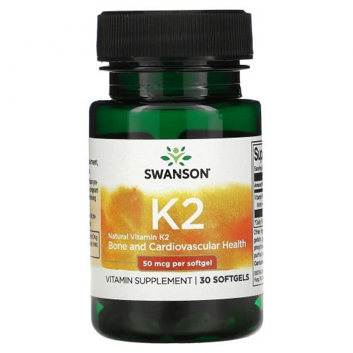 Swanson, Natural Vitamin K2, Bone and Cardiovascular, 50 mcg, 30 Softgels