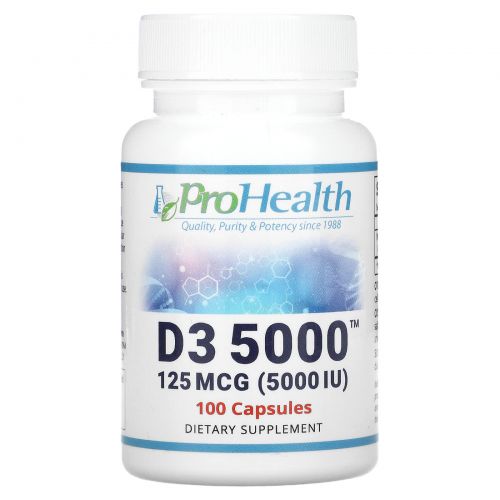 ProHealth Longevity, D3 5000, 125 мкг (5000 МЕ), 100 капсул