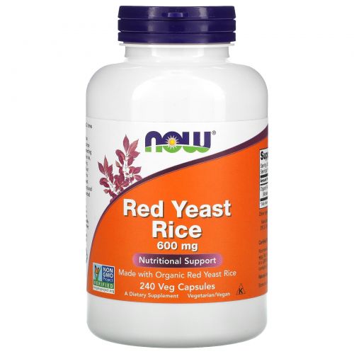 Now Foods, Красный ферментированный рис, 600 мг, 240 капсул в растительной оболочке