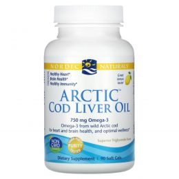 Nordic Naturals, Масло печени арктической трески, лимон, 1000 мг, 90 мягких желатиновых капсул