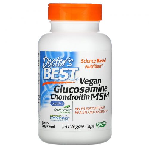 Doctor's Best, Веганский глюкозамин хондроитин метилсульфонилметан, 120 вегетарианских капсул