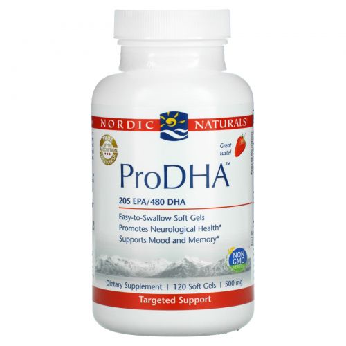 Nordic Naturals Professional, "ПроДГК", пищевая добавка с ДГК (DHA), с клубничным вкусом, 500 мг, 120 мягких желатиновых капсул с жидкостью