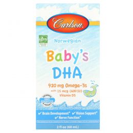 Carlson, Baby's DHA, 1,100 mg Omega-3s with Vitamin D3, 2 fl oz (60 ml)