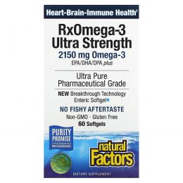 Natural Factors, Ultra Strength One-per-Day RxOmega-3, 900 mg, 60 Enteripure Softgels